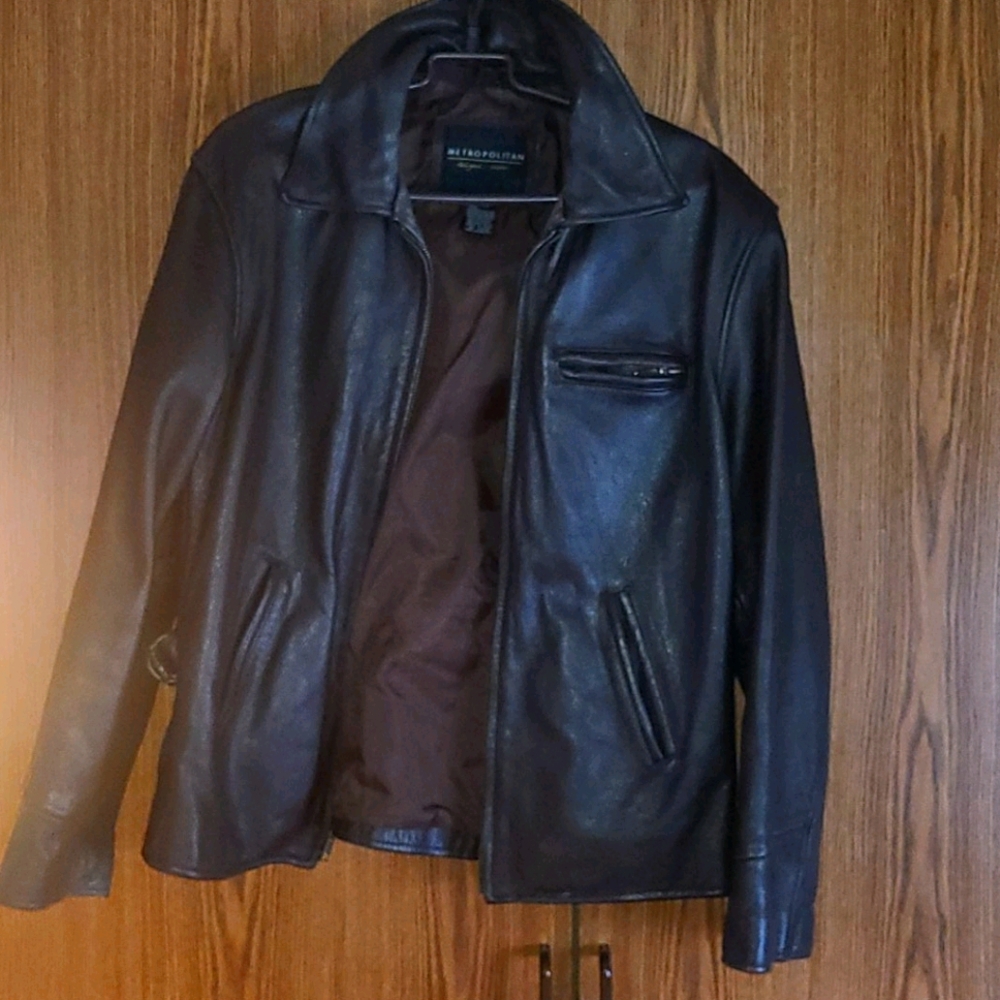 Brown leather jacket M